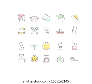 Set of vector line icons of ski sport for modern concepts, web and apps.