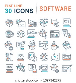 Set of vector line icons of software for modern concepts, web and apps.