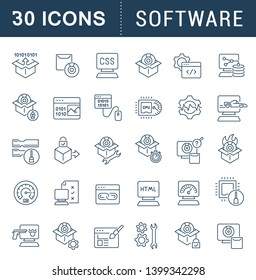 Set of vector line icons of software for modern concepts, web and apps.