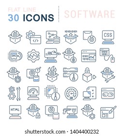 Set of vector line icons of software for modern concepts, web and apps.