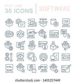 Set of vector line icons of software for modern concepts, web and apps.