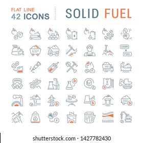 Set of vector line icons of solid fuel for modern concepts, web and apps. 