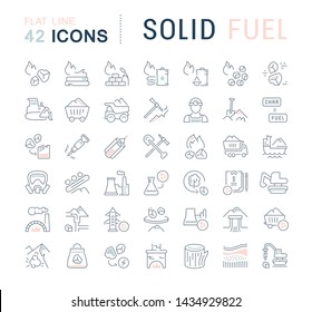 Set of vector line icons of solid fuel for modern concepts, web and apps. 