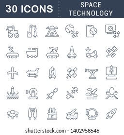 Set of vector line icons of space technology for modern concepts, web and apps.