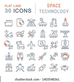 Set of vector line icons of space technology for modern concepts, web and apps.