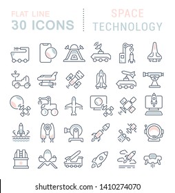 Set of vector line icons of space technology for modern concepts, web and apps.