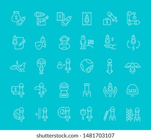 Set of vector line icons of space business for modern concepts, web and apps.