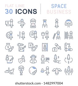 Set of vector line icons of space business for modern concepts, web and apps.