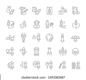 Set of vector line icons of space business for modern concepts, web and apps.