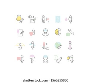 Set of vector line icons of space business for modern concepts, web and apps.