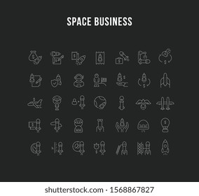 Set of vector line icons of space business for modern concepts, web and apps.