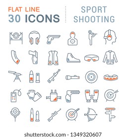 Set of vector line icons of sport shooting for modern concepts, web and apps. 