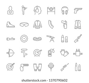 Set of vector line icons of sport shooting for modern concepts, web and apps. 