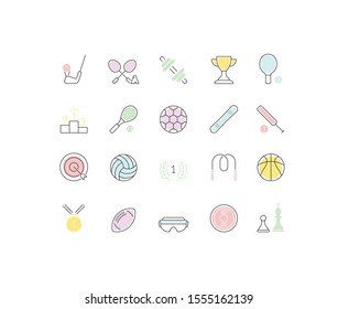 Set of vector line icons of sport for modern concepts, web and apps. 