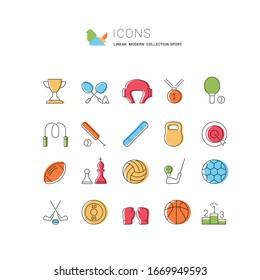 Set of vector line icons of sport for modern concepts, web and apps. 