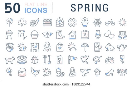 Set of vector line icons of spring for modern concepts, web and apps. 