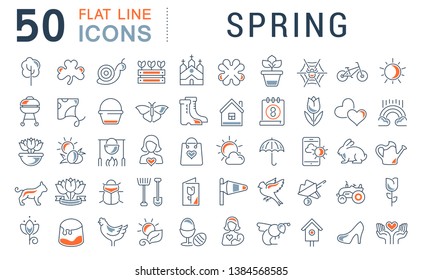 Set of vector line icons of spring for modern concepts, web and apps. Set of vector line icons of spring for modern concepts, web and apps.