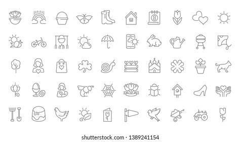 Set of vector line icons of spring for modern concepts, web and apps. 