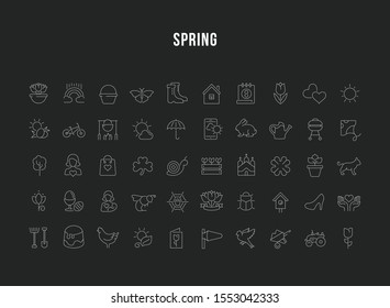 Set of vector line icons of spring for modern concepts, web and apps. 