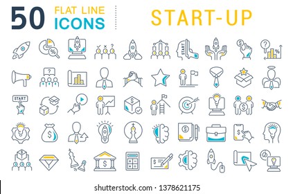 Set of vector line icons of startup for modern concepts, web and apps.