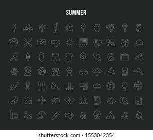 Set of vector line icons of summer for modern concepts, web and apps. 