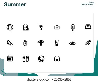 Set of vector line icons summer set for modern concepts, website, apps, and ads.