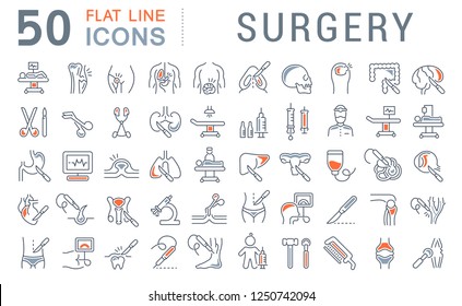 Set of vector line icons of surgery for modern concepts, web and apps.