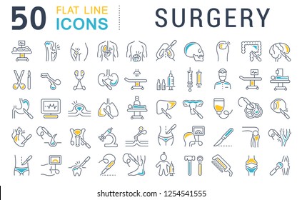 Set of vector line icons of surgery for modern concepts, web and apps.