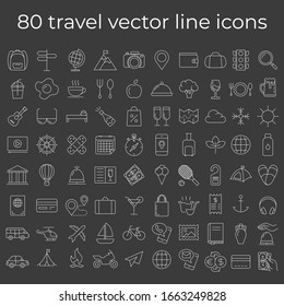 Set of vector line icons and symbols in flat design travel with elements for mobile concepts and web apps. Collection of travelling icons for infographic, logo, website, catalog, blog, typography.