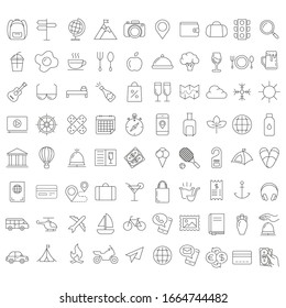 Set of vector line icons and symbols in flat design travel with elements for mobile concepts and web apps. Collection of travelling icons for infographic, logo, website, catalog, blog, typography.