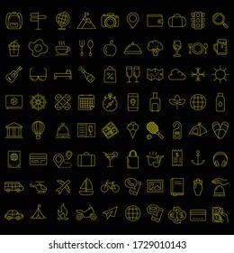 Set of vector line icons and symbols in flat design travel with elements for mobile concepts and web apps. Collection of travelling icons for infographic, logo, website, catalog, blog, typography.