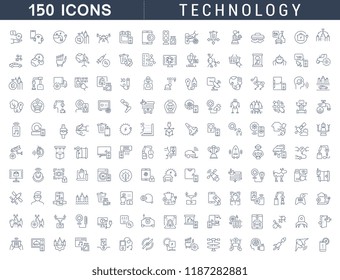 Set of vector line icons of technology for modern concepts, web and apps. 