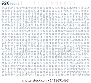Set of vector line icons of technology for modern concepts, web and apps.