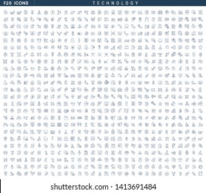 Set of vector line icons of technology for modern concepts, web and apps. Set of vector line icons of technology for modern concepts, web and apps.