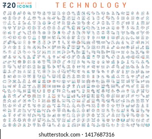 Set of vector line icons of technology for modern concepts, web and apps.