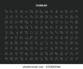 Set of vector line icons of technology for modern concepts, web and apps. 