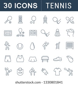 Set of vector line icons of tennis for modern concepts, web and apps.