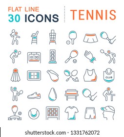 Set of vector line icons of tennis for modern concepts, web and apps.