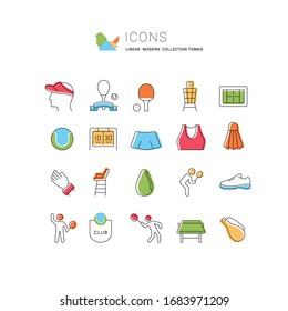 Set of vector line icons of tennis for modern concepts, web and apps.