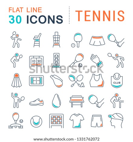 Set of vector line icons of tennis for modern concepts, web and apps.