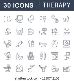 Set of vector line icons of therapy for modern concepts, web and apps. 