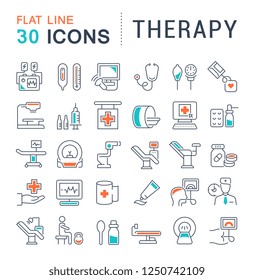 Set of vector line icons of therapy for modern concepts, web and apps. 