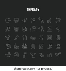 Set of vector line icons of therapy for modern concepts, web and apps. 