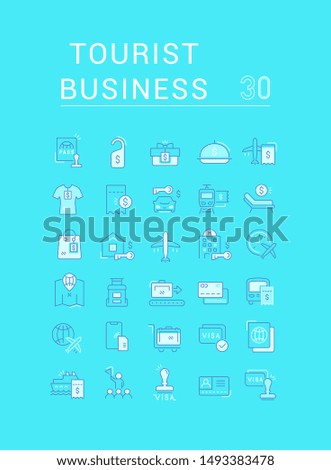 Set of vector line icons of tourist business for modern concepts, web and apps. 