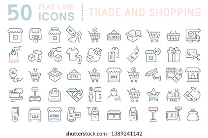 Set of vector line icons of trade and shopping for modern concepts, web and apps.