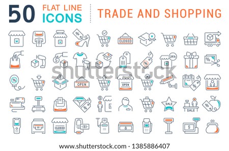 Set of vector line icons of trade and shopping for modern concepts, web and apps.