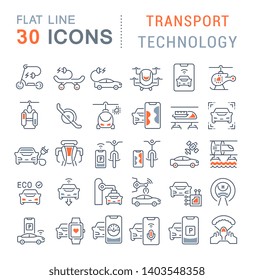 Set of vector line icons of transport technology for modern concepts, web and apps.