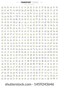 Set of vector line icons of transport for modern concepts, web and apps.