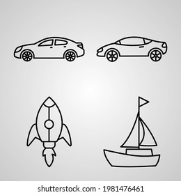 Set of Vector Line Icons of Transportation
