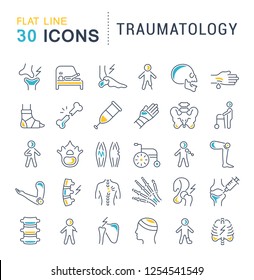 Set of vector line icons of traumatology for modern concepts, web and apps.